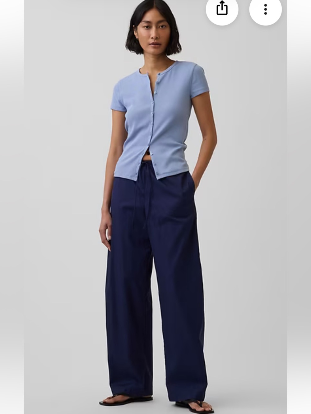 GAP Poplin Easy Barrel Pants Military Blue Petite L